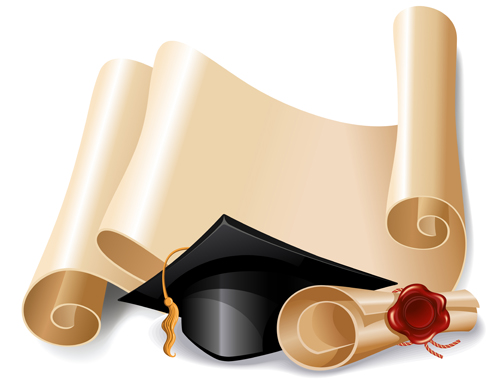 scroll paper graduation diploma creative background vector background 
