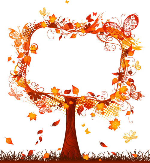 tree frame floral autumn 