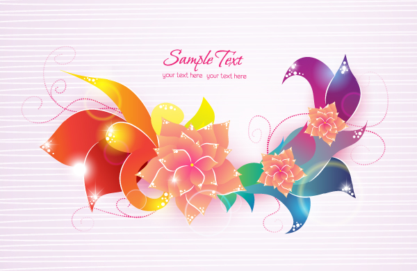 Flower illustrations vector background 11