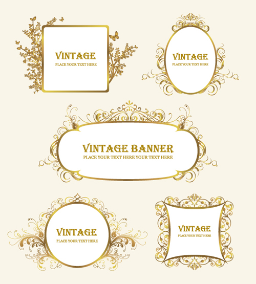 Retro decor Frames design vector 02