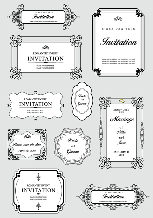 Retro decor Frames design vector 04