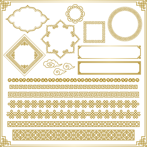 Retro decor Frames design vector 05