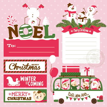 Funny christmas cartoon elements vector 03