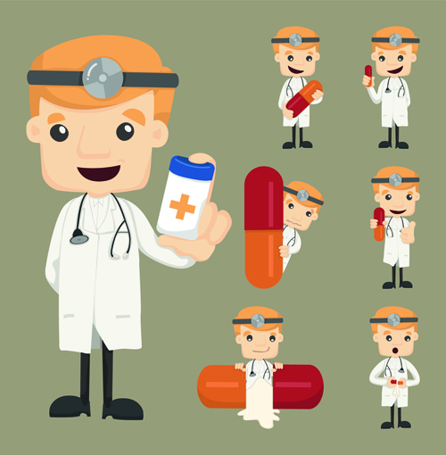 Funny doctor character vectors graphics 04