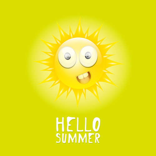 Funny sun cartoon summer vector background 04