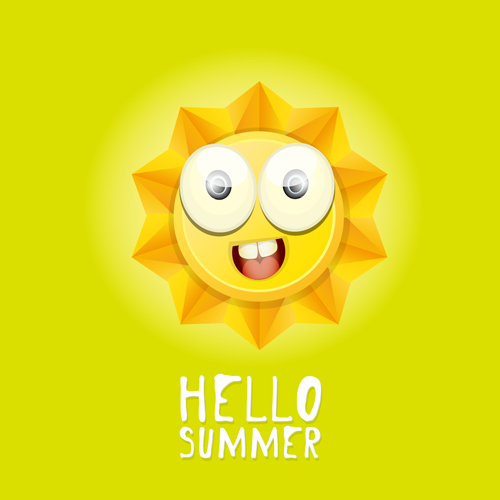 Funny sun cartoon summer vector background 06