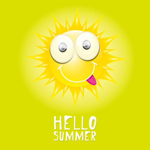 Funny sun cartoon summer vector background 07