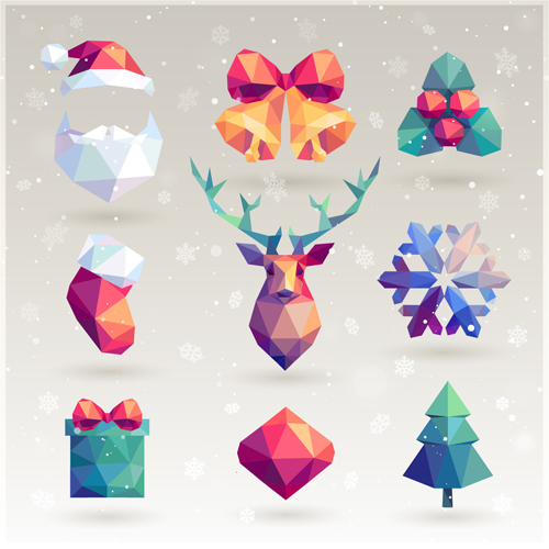 Geometric shapes christmas ornaments vectors set Geometric shapes christmas ornaments vectors set