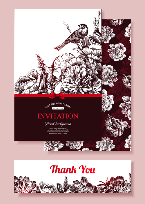 wedding Retro font invitation hand drawn flower 