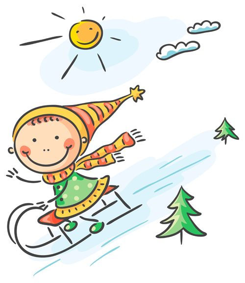 Happy winter children cartoon vector 02 Happy winter children cartoon vector 02