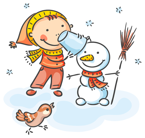 Happy winter children cartoon vector 03 Happy winter children cartoon vector 03