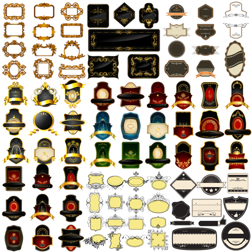 Luxury royal badge design vector set 02 Luxury royal badge design vector set 02