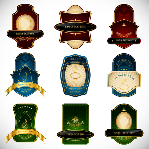 Luxury royal badge design vector set 03