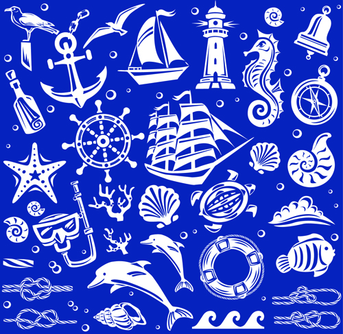 seamless pattern nautical blue 