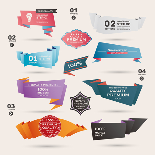 Numbered Banners backgrounds vector 02