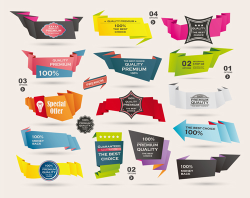 Numbered Banners backgrounds vector 03