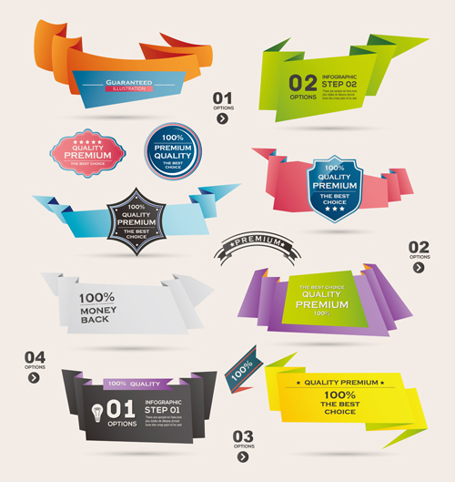 Numbered Banners backgrounds vector 04