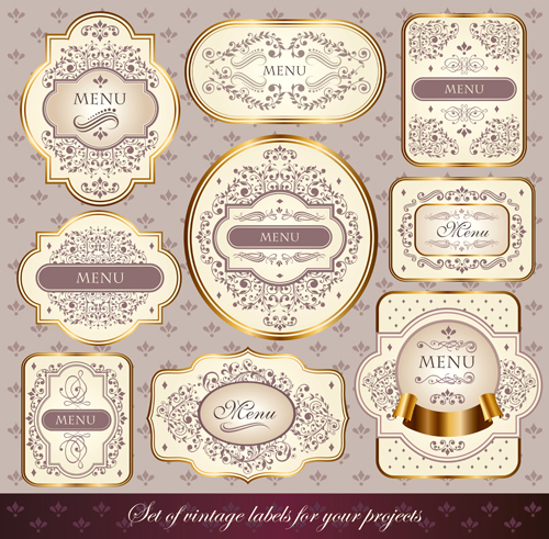 ornate menu labels gold design 