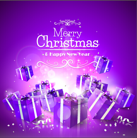 purple gift box christmas background 