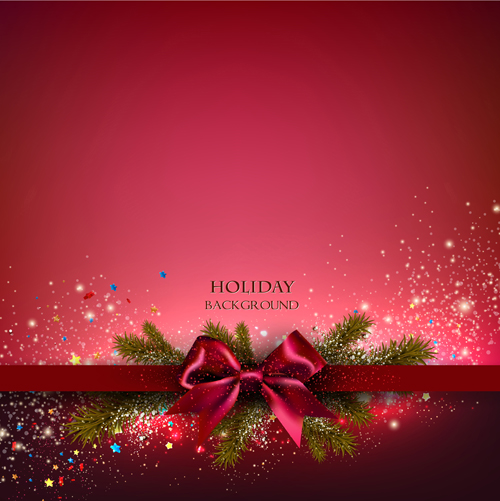 Red bow xmas card vector