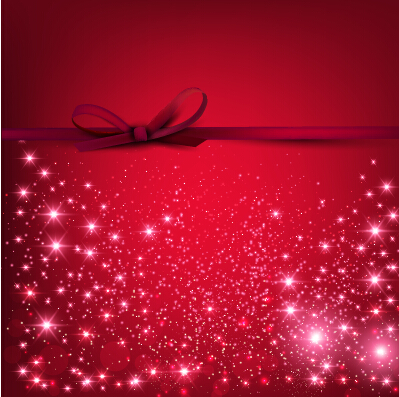 Red christmas background with beautiful bow vector