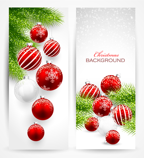 Red with white christmas decorations banner