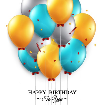 Shiny Balloon Happy Birthday design vector material 01