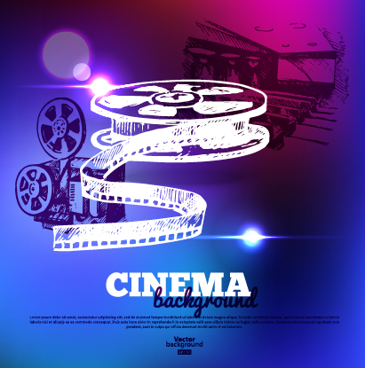 Shiny cinema neon light vector background 02