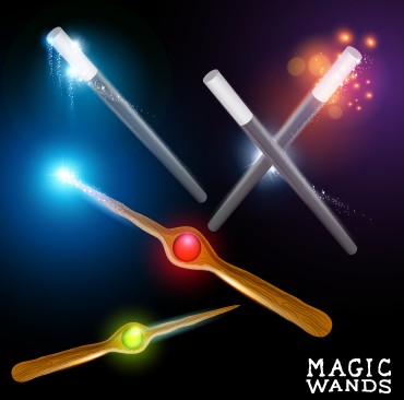 vector background shiny magic wand colored background 