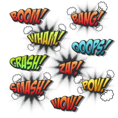 Speech bubbles cartoon explosion styles vector set 08