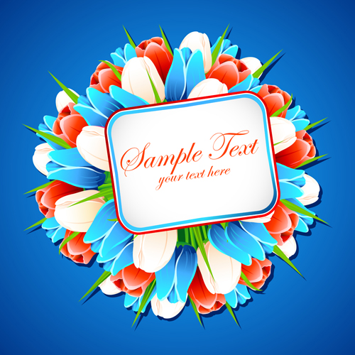 Spring flower elements Greeting Cards vector 03