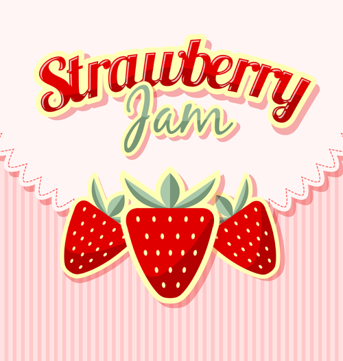 Strawberries jam with pink background vector