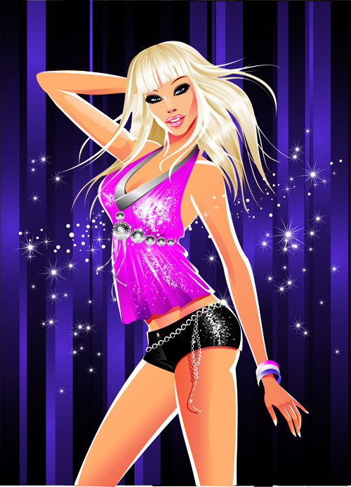 Stylish Glamour Girls design elements vector 01