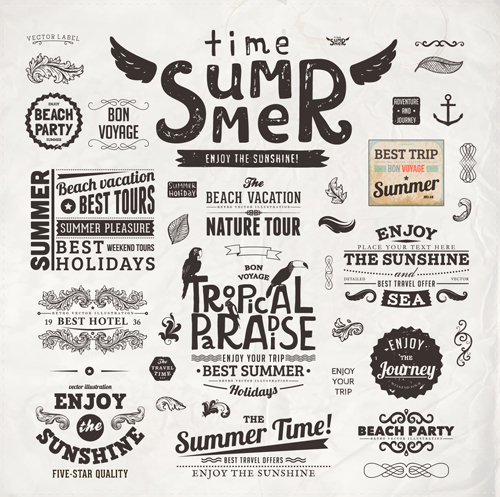 Summer Holidays label ornaments and logos vector 02