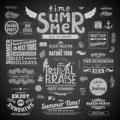 Summer Holidays label ornaments and logos vector 03