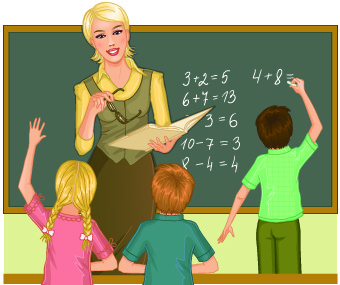 Teacher with Student vector 03