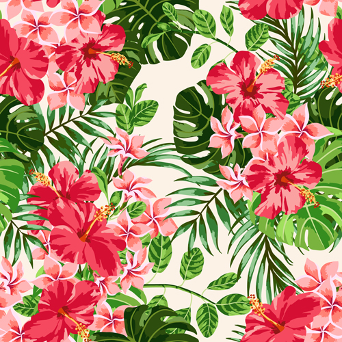 Vintage flowers vectors seamless pattern 01