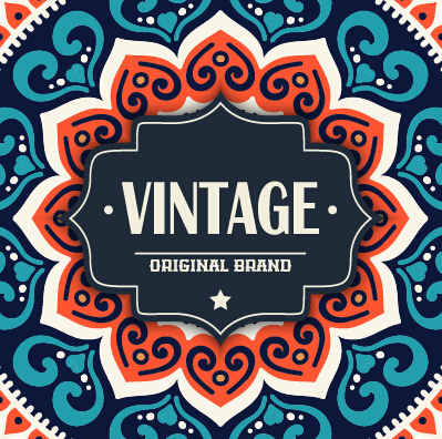 Vintage frame with ethnic pattern vector backgrounds 02