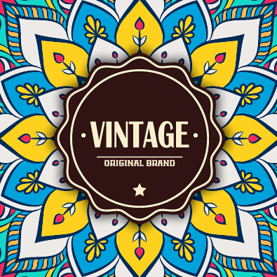 Vintage frame with ethnic pattern vector backgrounds 16