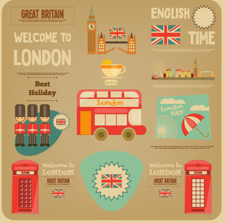 Vintage travel sticker with logos vectors 03