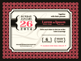 Wedding date invitations vector 01