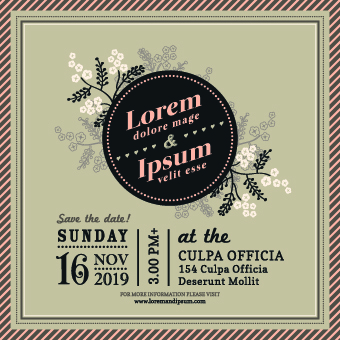 Wedding date invitations vector 02