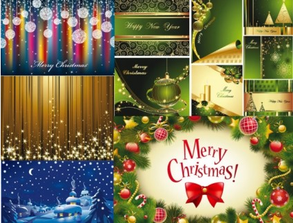 Set of christmas background art vector Set of christmas background art vector