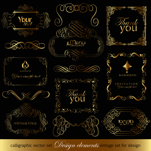 luxurious Golden Ornaments elements 01