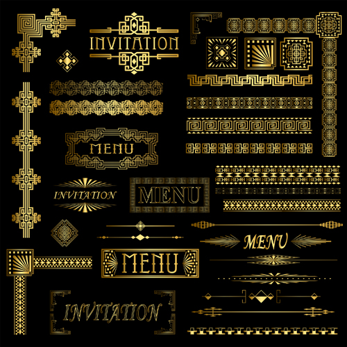 luxurious Golden Ornaments elements 04