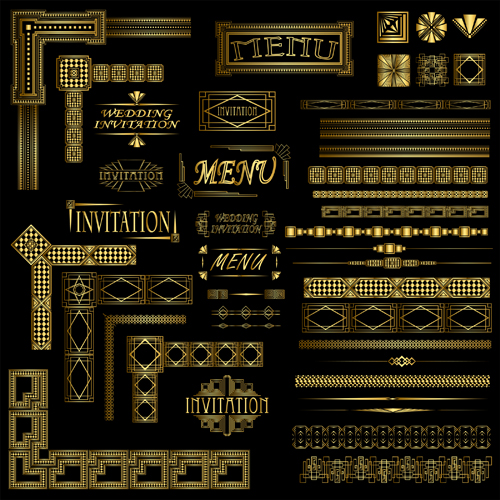 luxurious Golden Ornaments elements 05