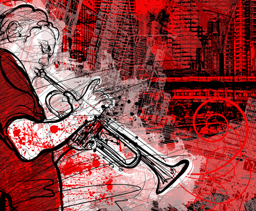 Graffiti music backgrounds vector set 01
