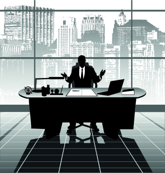 Vector Silhouettes of office work set 04