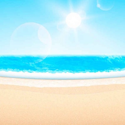 Summer beach with sun background vector set Summer beach with sun background vector set