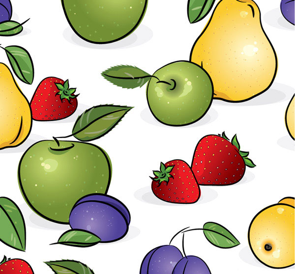 Set of Various vivid fruits vector 02